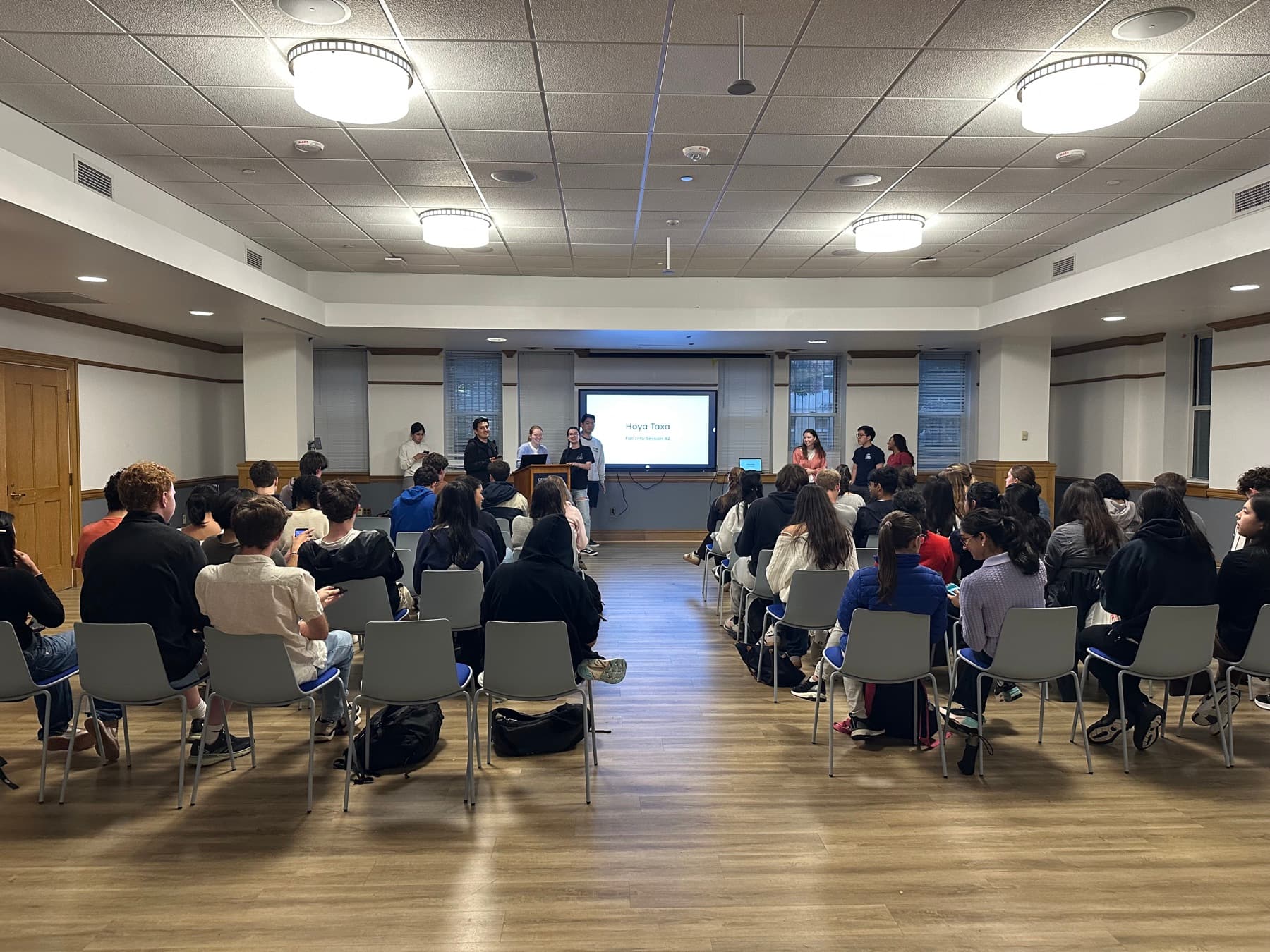 Students gathered for the HoyaTaxa fall info session